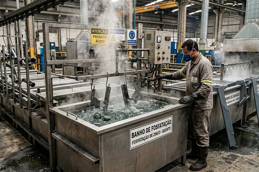 Fosfatização: Protege e prepara o metal para pintura e Galvanização